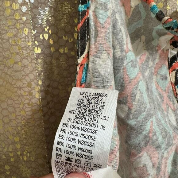 Roxy Tribal Boho Blue Black Orange Tie Back Cropped Halter Top Med NWT - Picture 7 of 7